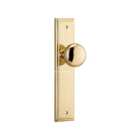 Door Knob Cambridge Stepped Latch Polished Brass H237xW50xP67mm in Polished Brass