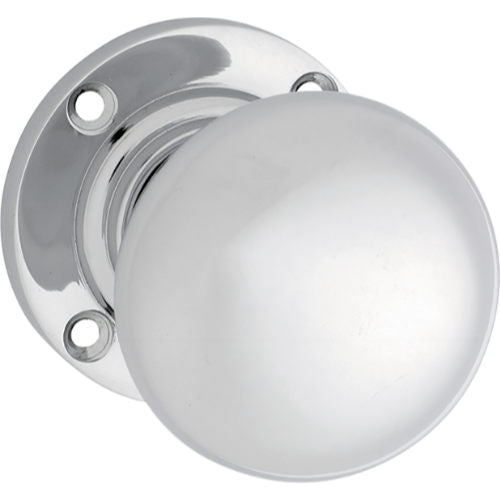 Door Knob Victorian Round Rose Pair Chrome Plated D54xP65mm BP57mm in Chrome Plated