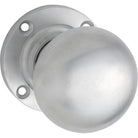 Door Knob Victorian Round Rose Pair Satin Chrome D54xP65mm BP57mm in Satin Chrome