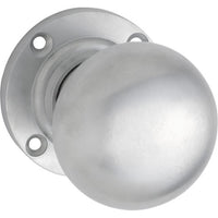 Door Knob Victorian Round Rose Pair Satin Chrome D54xP65mm BP57mm in Satin Chrome