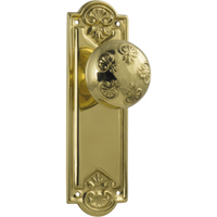 Door Knob Nouveau Latch Pair Polished Brass H188xW58xP60mm in Polished Brass