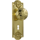 Door Knob Nouveau Lock Pair Polished Brass H188xW58xP60mm in Polished Brass