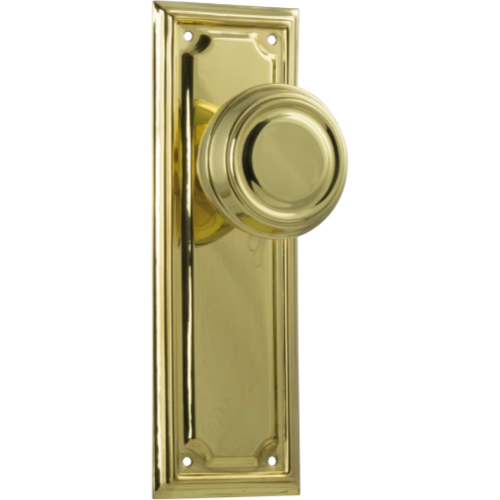 Door Knob Edwardian Latch Pair Polished Brass H185xW60xP57mm in Polished Brass
