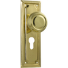 Door Knob Edwardian Euro Pair Polished Brass H185xW60xP57mm in Polished Brass