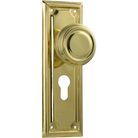 Door Knob Edwardian Euro Pair Polished Brass H185xW60xP57mm in Polished Brass