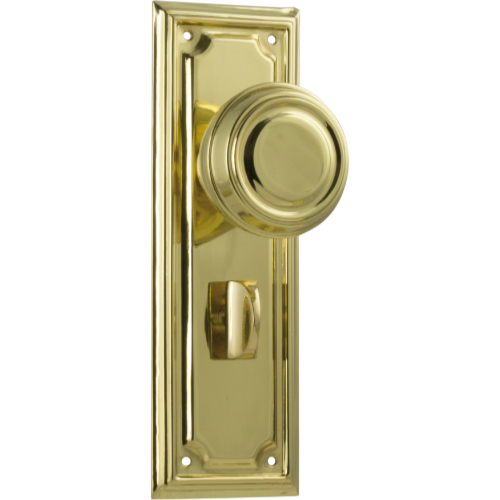 Door Knob Edwardian Privacy Pair Polished Brass H185xW60xP57mm in Polished Brass