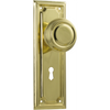 Door Knob Edwardian Lock Pair Polished Brass H185xW60xP57mm in Polished Brass
