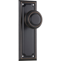 Door Knob Edwardian Latch Pair Antique Copper H185xW60xP57mm in Antique Copper