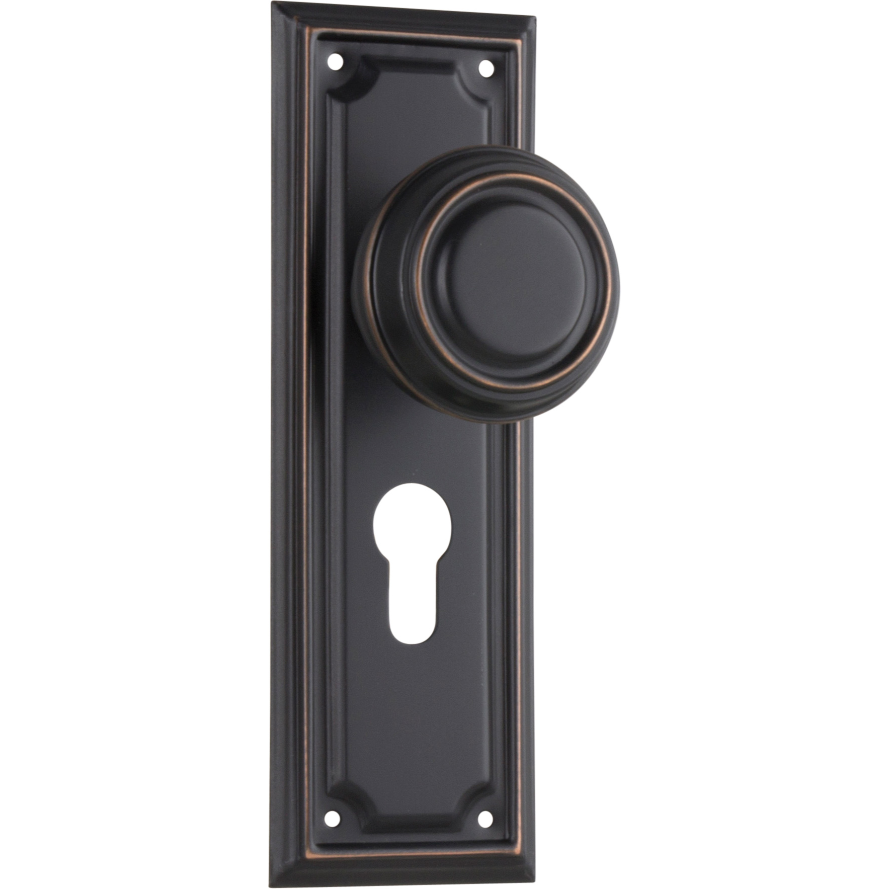 Door Knob Edwardian Euro Pair Antique Copper H185xW60xP57mm in Antique Copper