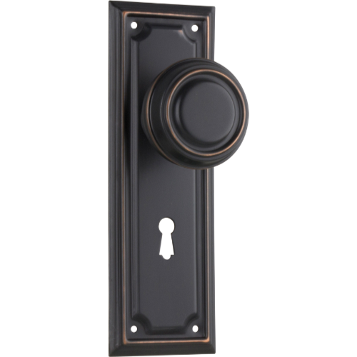 Door Knob Edwardian Lock Pair Antique Copper H185xW60xP57mm in Antique Copper