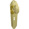 Door Knob Elwood Art Deco Lock Pair Polished Brass H200xW63xP47mm in Polished Brass