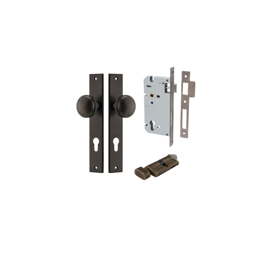 Door Knob Paddington Rectangular Euro Signature Brass CTC85mm H240xW38xP68mm Entrance Kit Mortice Lock Euro Signature Brass CTC85mm Backset 60mm, Euro Cylinder Key Thumb 6 Pin Signature Brass L70mm KA1 in Signature Brass