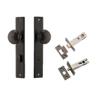 Pair of Iver Paddington Knobs on rectangular backplates, showcasing elegant architectural hardware with a polished finish.