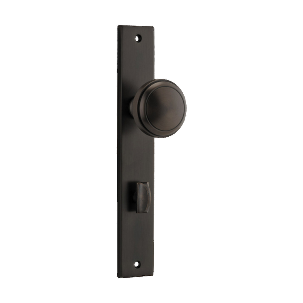 Door Knob Paddington Rectangular Privacy Signature Brass CTC85mm H240xW38xP68mm in Signature Brass