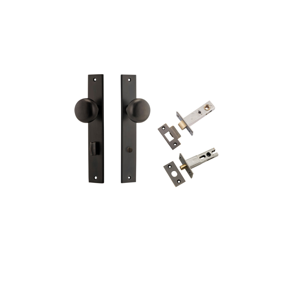 Door Knob Cambridge Rectangular Privacy Signature Brass CTC85mm H240xW38xP67mm Inbuilt Privacy Kit Tube Latch Split Cam 'T' Striker Signature Brass Backset 60mm, Privacy Bolt Round Bolt Signature Brass Backset 60mm in Signature Brass