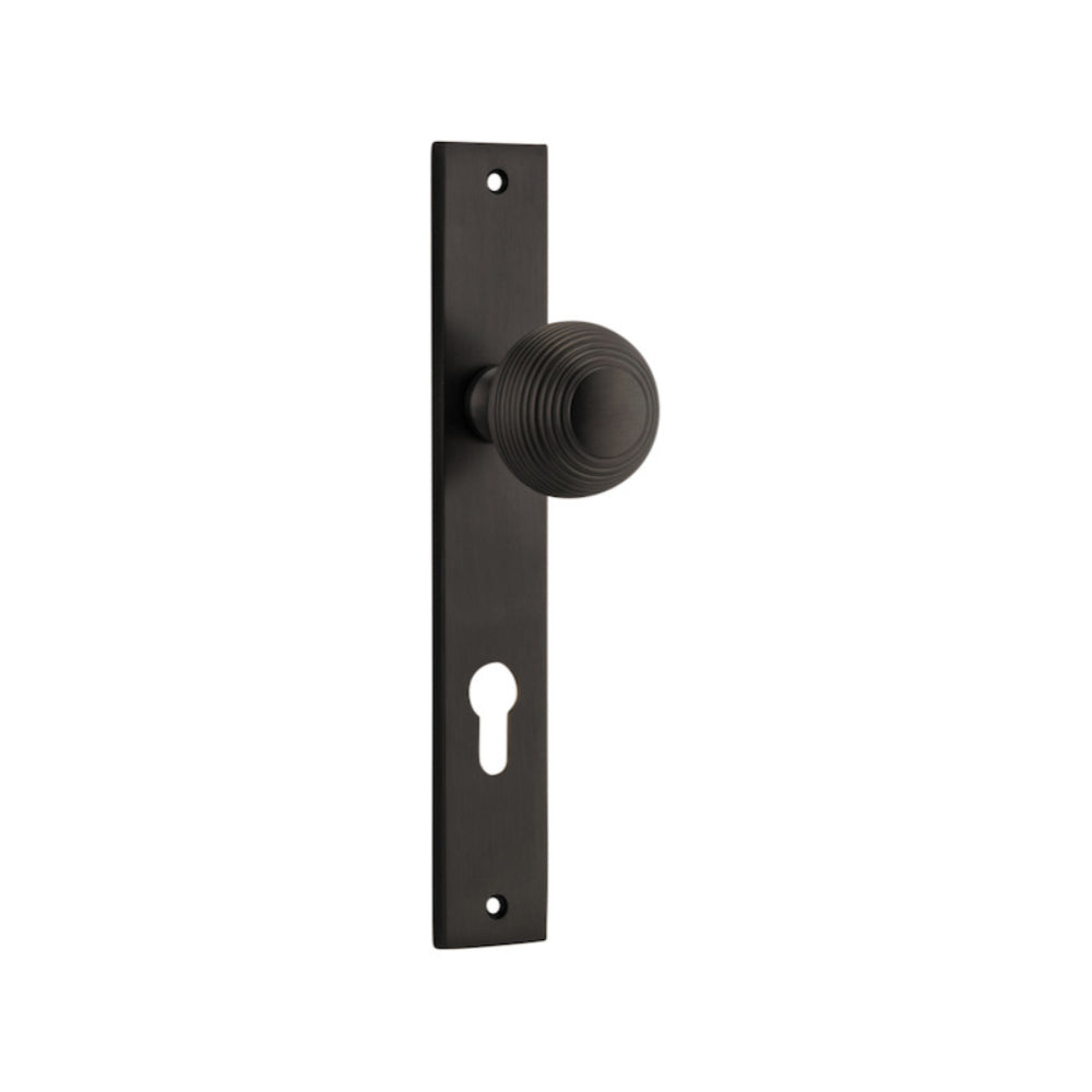 Door Knob Guildford Rectangular Euro Signature Brass CTC85mm H240xW38xP60mm in Signature Brass