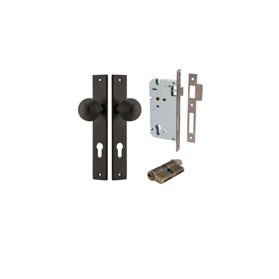 Door Knob Guildford Rectangular Euro Signature Brass CTC85mm H240xW38xP60mm Entrance Kit Mortice Lock Euro Signature Brass CTC85mm Backset 60mm, Euro Cylinder Dual Function 5 Pin Signature Brass L65mm KA1 in Signature Brass