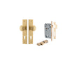 Door Knob Paddington Chamfered Euro Pair Brushed Brass CTC85mm D55xP63mm BPH240xW50mm, Mortice Lock Euro Brushed Brass CTC85mm Backset 60mm, Euro Cylinder Key Thumb 5 Pin Brushed Brass 65mm KA4 in Brushed Brass