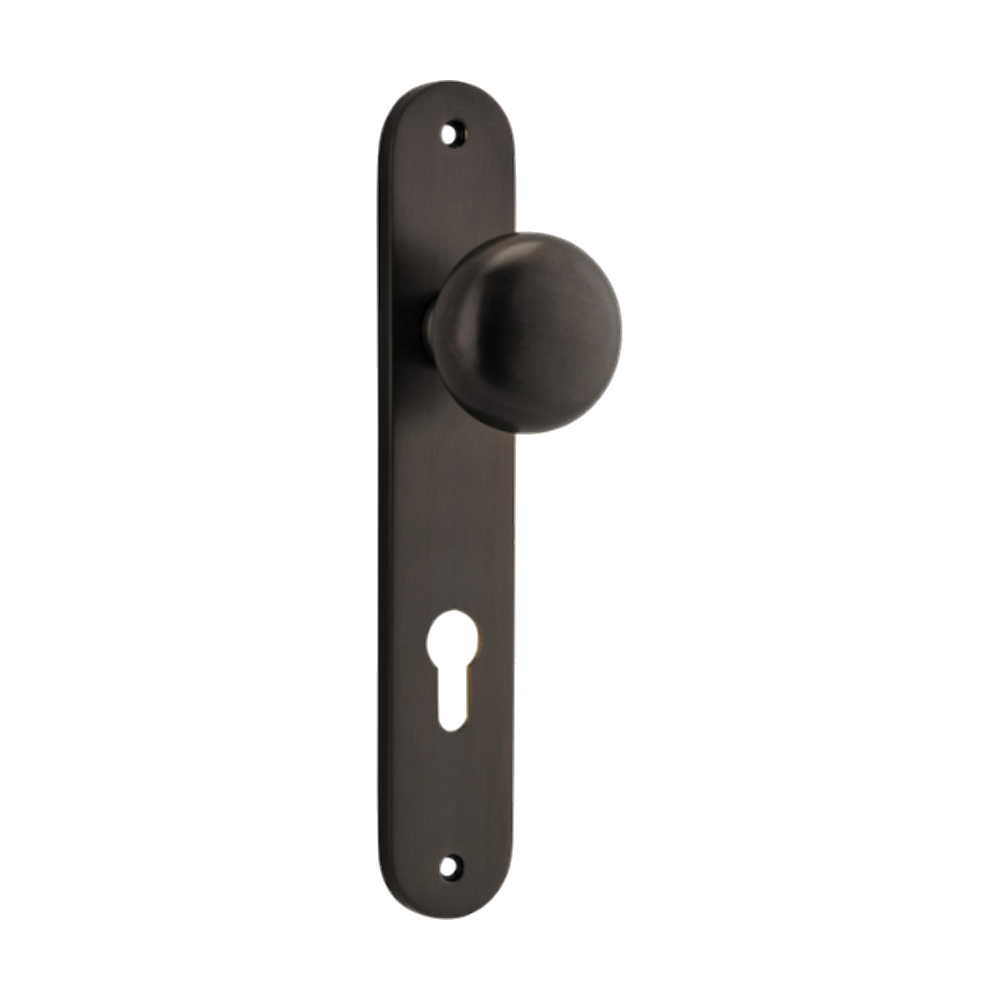 Door Knob Cambridge Oval Euro Signature Brass CTC85mm H240xW40xP67mm in Signature Brass