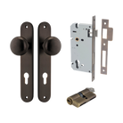 Door Knob Cambridge Oval Euro Signature Brass CTC85mm H240xW40xP67mm Entrance Kit, Mortice Lock Euro Signature Brass CTC85mm Backset 60mm, Euro Cylinder Dual Function 5 Pin Signature Brass L65mm KA1 in Signature Brass