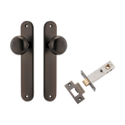 Door Knob Cambridge Oval Latch Signature Brass H240xW40xP67mm Passage Kit, Tube Latch Split Cam 'T' Striker Signature Brass Backset 60mm in Signature Brass