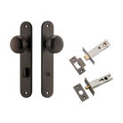 Door Knob Cambridge Oval Privacy Signature Brass CTC85mm H240xW40xP67mm Inbuilt Privacy Kit, Tube Latch Split Cam 'T' Striker Signature Brass Backset 60mm, Privacy Bolt Round Bolt Signature Brass Backset 60mm in Signature Brass