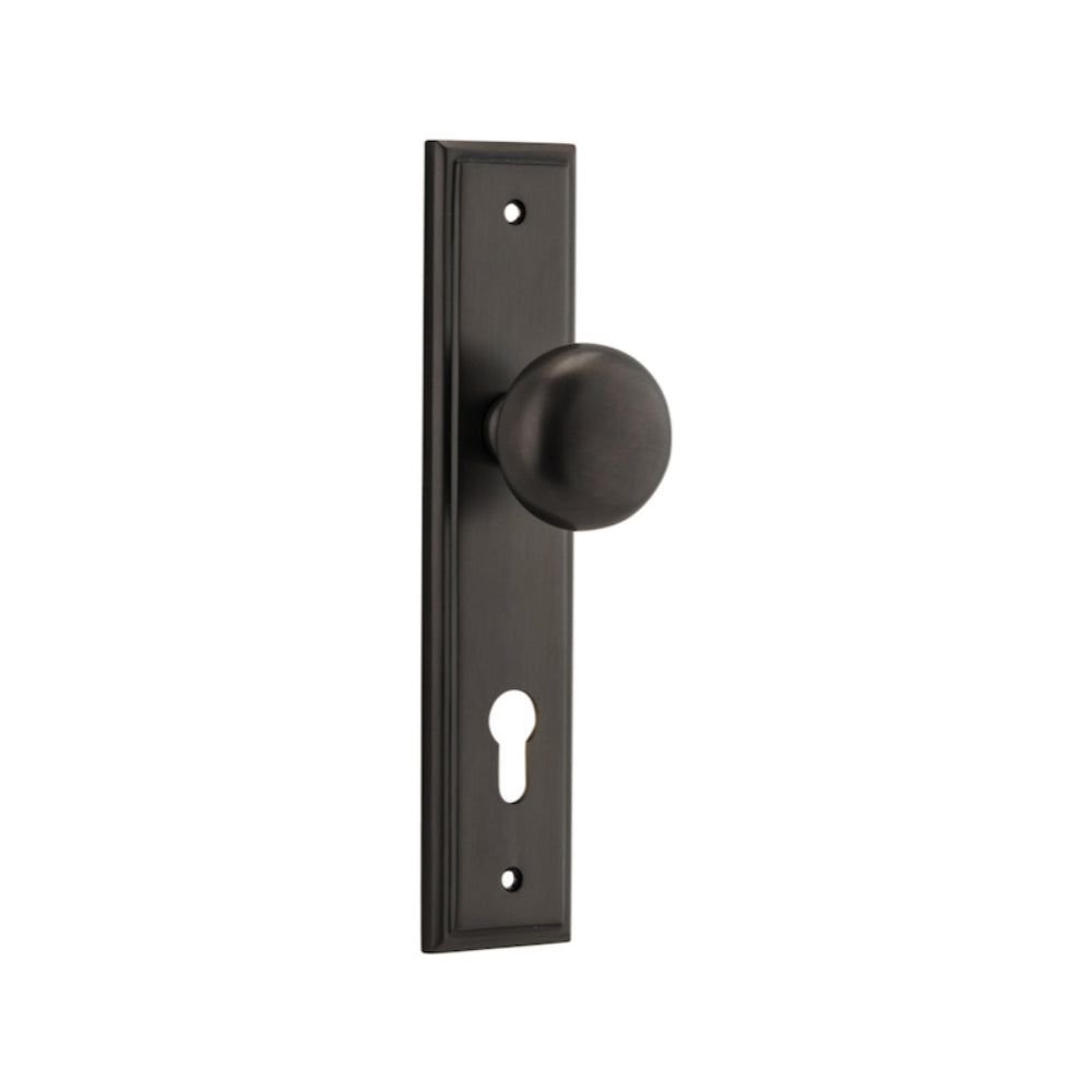 Door Knob Cambridge Stepped Euro Signature Brass CTC85mm H237xW50xP67mm in Signature Brass