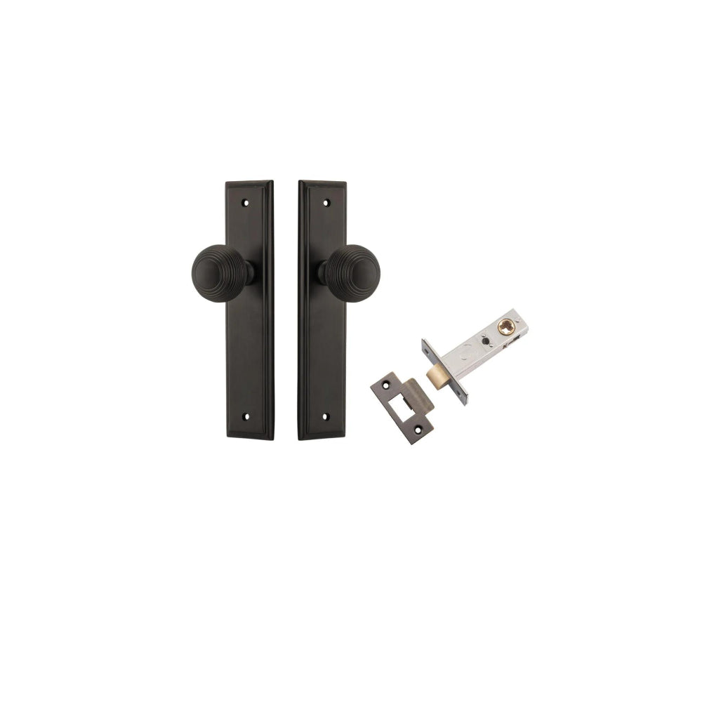 Door Knob Guildford Stepped Latch Signature Brass H240xW50xP60mm Passage Kit, Tube Latch Split Cam 'T' Striker Signature Brass Backset 60mm in Signature Brass