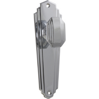 Door Knob Elwood Art Deco Latch Pair Chrome Plated H200xW63xP47mm in Chrome Plated