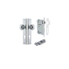 Door Knob Guildford Rectangular Euro Polished Chrome CTC85mm H240xW38xP60mm Entrance Kit Mortice Lock Euro Polished Chrome CTC85mm Backset 60mm, Euro Cylinder Key Thumb 6 Pin Polished Chrome L70mm KA1 in Polished Chrome
