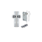 Door Knob Guildford Rectangular Euro Polished Chrome CTC85mm H240xW38xP60mm Entrance Kit Mortice Lock Euro Polished Chrome CTC85mm Backset 60mm, Euro Cylinder Key Thumb 6 Pin Polished Chrome L70mm KA1 in Polished Chrome