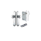 Door Knob Guildford Shouldered Euro Polished Chrome CTC85mm H240xW50xP60mm Entrance Kit, Mortice Lock Euro Polished Chrome CTC85mm Backset 60mm, Euro Cylinder Key Thumb 6 Pin Polished Chrome L70mm KA1 in Polished Chrome