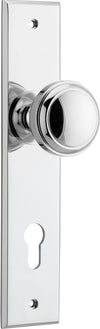 Door Knob Paddington Chamfered Euro Polished Chrome H240xW50xP63mm in Polished Chrome