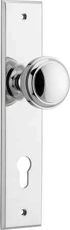 Door Knob Paddington Chamfered Euro Polished Chrome H240xW50xP63mm in Polished Chrome