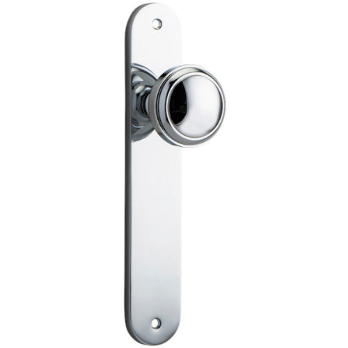 Door Knob Paddington Oval Latch Polished Chrome H237xW50xP68mm in Polished Chrome