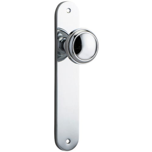 Door Knob Paddington Oval Latch Polished Chrome H237xW50xP68mm in Polished Chrome