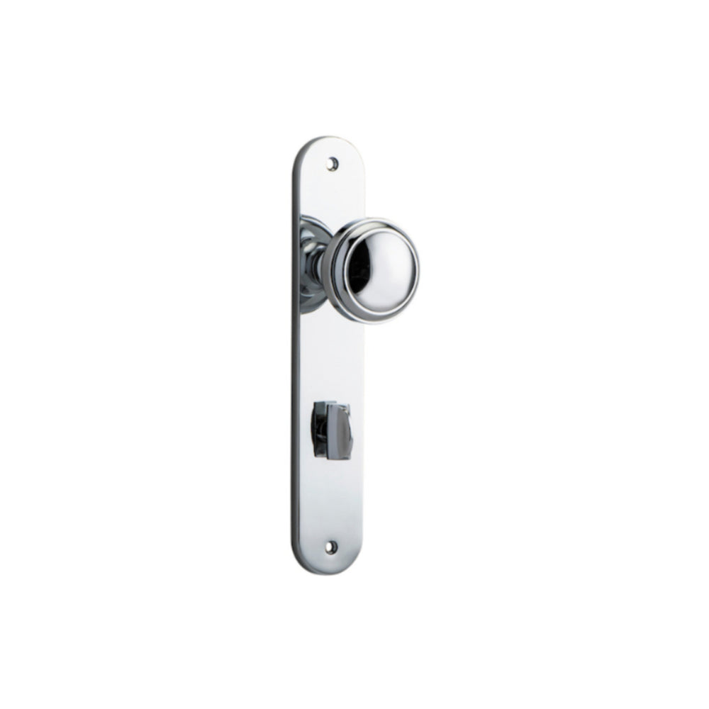 Door Knob Paddington Oval Privacy Polished Chrome CTC85mm H237xW50xP68mm in Polished Chrome