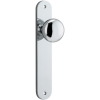 Door Knob Cambridge Oval Latch Polished Chrome H230xW40xP67mm in Polished Chrome