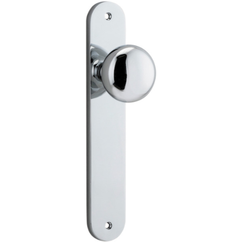 Door Knob Cambridge Oval Latch Polished Chrome H230xW40xP67mm in Polished Chrome
