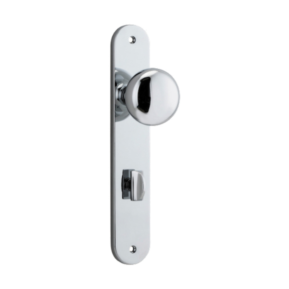 Door Knob Cambridge Oval Privacy Polished Chrome CTC85mm H230xW40xP67mm in Polished Chrome
