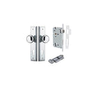 Door Knob Cambridge Stepped Euro Polished Chrome CTC85mm H240xW50xP67mm Entrance Kit, Mortice Lock Euro Polished Chrome CTC85mm Backset 60mm, Euro Cylinder Key Thumb 6 Pin Polished Chrome L70mm KA1 in Polished Chrome