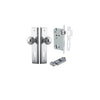 Door Knob Guildford Stepped Euro Polished Chrome CTC85mm H240xW50xP60mm Entrance Kit, Mortice Lock Euro Polished Chrome CTC85mm Backset 60mm, Euro Cylinder Key Thumb 6 Pin Polished Chrome L70mm KA1 in Polished Chrome
