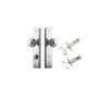 Door Knob Guildford Stepped Privacy Polished Chrome CTC85mm H240xW50xP60mm Inbuilt Privacy Kit, Tube Latch Split Cam 'T' Striker Polished Chrome Backset 60mm, Privacy Bolt Round Bolt Polished Chrome Backset 60mm in Polished Chrome