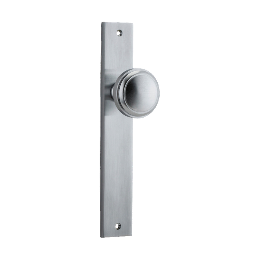 Door Knob Paddington Rectangular Latch Brushed Chrome H240xW38xP68mm in Brushed Chrome