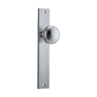Pair of Iver Paddington knobs with rectangular backplates, architectural hardware in a sleek, modern design.
