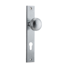 Pair of Iver Paddington knob handles on rectangular backplates, architectural hardware for doors.