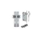 Door Knob Paddington Rectangular Euro Brushed Chrome CTC85mm H240xW38xP68mm Entrance Kit Mortice Lock Euro Brushed Chrome CTC85mm Backset 60mm, Euro Cylinder Key Thumb 6 Pin Brushed Chrome L70mm KA1 in Brushed Chrome