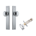 Pair of Iver Paddington knobs with rectangular backplates, showcasing sleek, modern architectural hardware design.