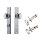 Pair of Iver Paddington knobs on rectangular backplates, showcasing elegant architectural hardware for doors.