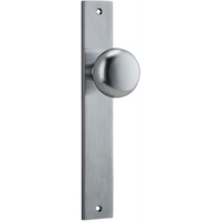 Door Knob Cambridge Rectangular Latch Brushed Chrome H240xW38xP67mm in Brushed Chrome